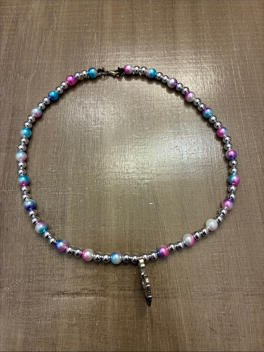 Multicolor Pearl Beaded Choker Necklace with Silver Accent